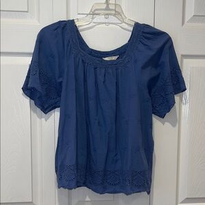 Lucky Brand Navy Eyelet Blouse